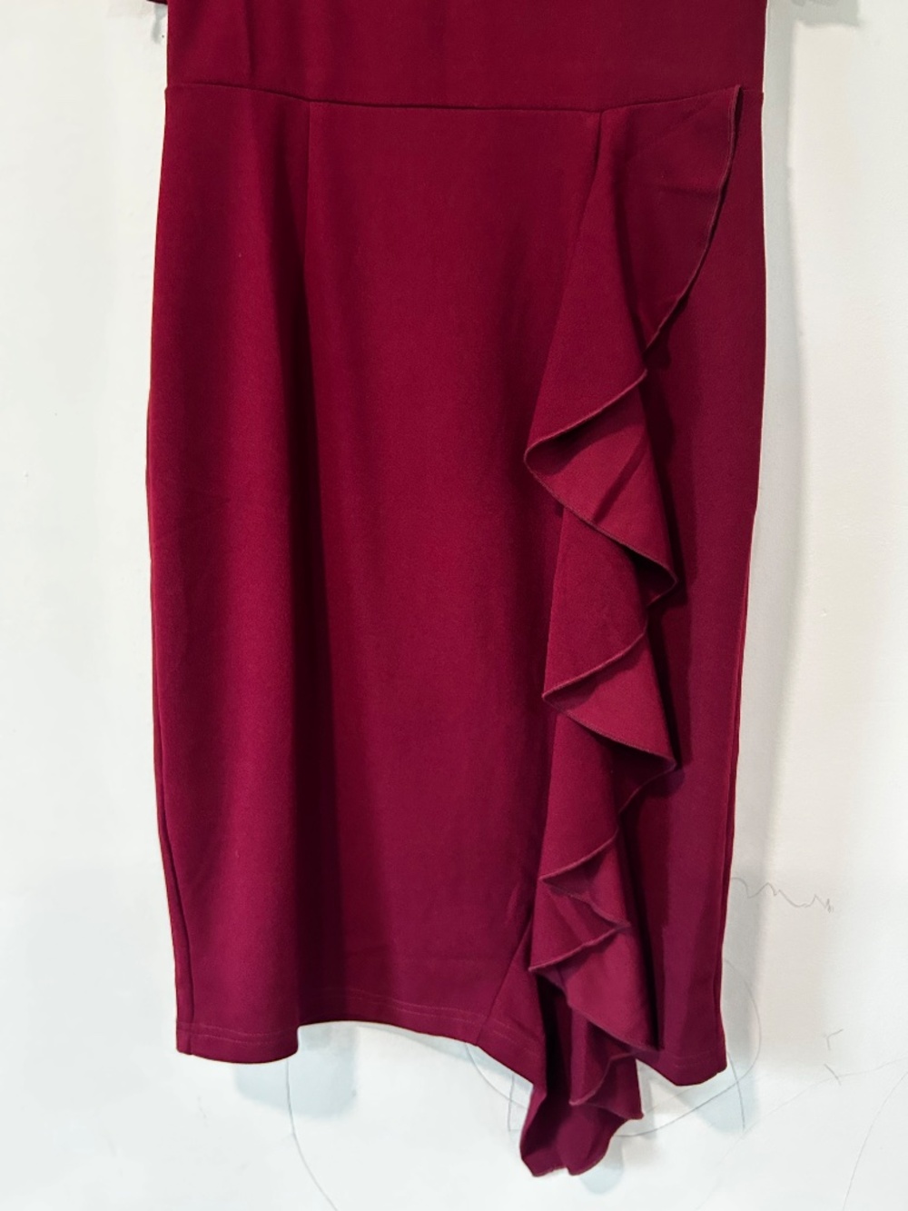 🍓NWT Wine V Neck Flutter Sleeve Formal Dress - Picture 7 of 15